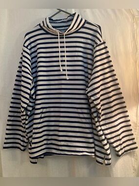 St. John's Bay White & Blue Pullover Long Sleeve Top Size 3X